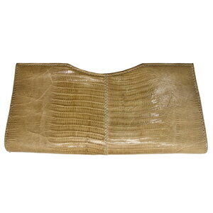 LAI Italy Lizard clutch Purse Bag in Beige Cream Color Leather Bag